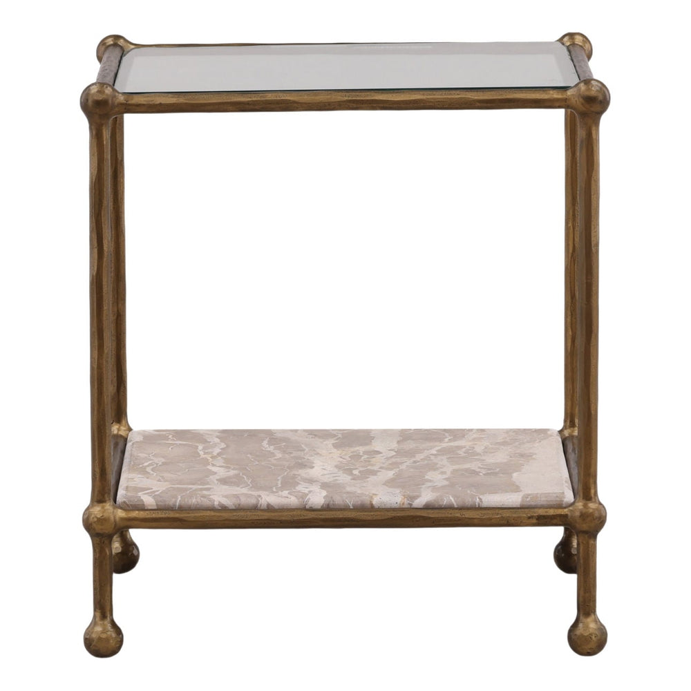 Orla Marble and Glass Side Table, front view