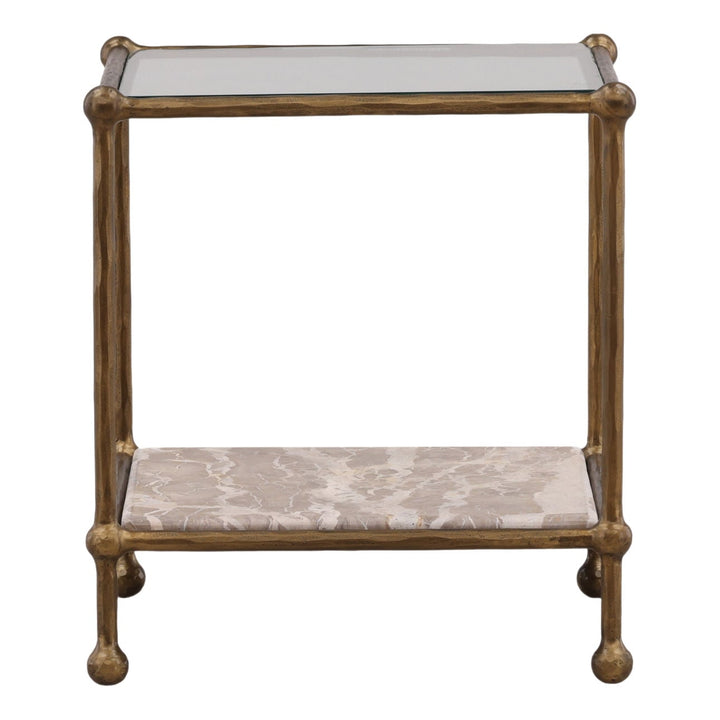 Orla Marble and Glass Side Table, front view