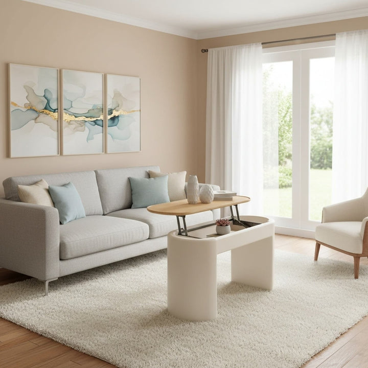 Oskar Lift Top Console Table in Barley — lifestyle photo
