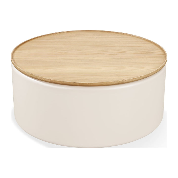 Oskar Lift Top Round Coffee Table by Modus in Barley — product view on a white background