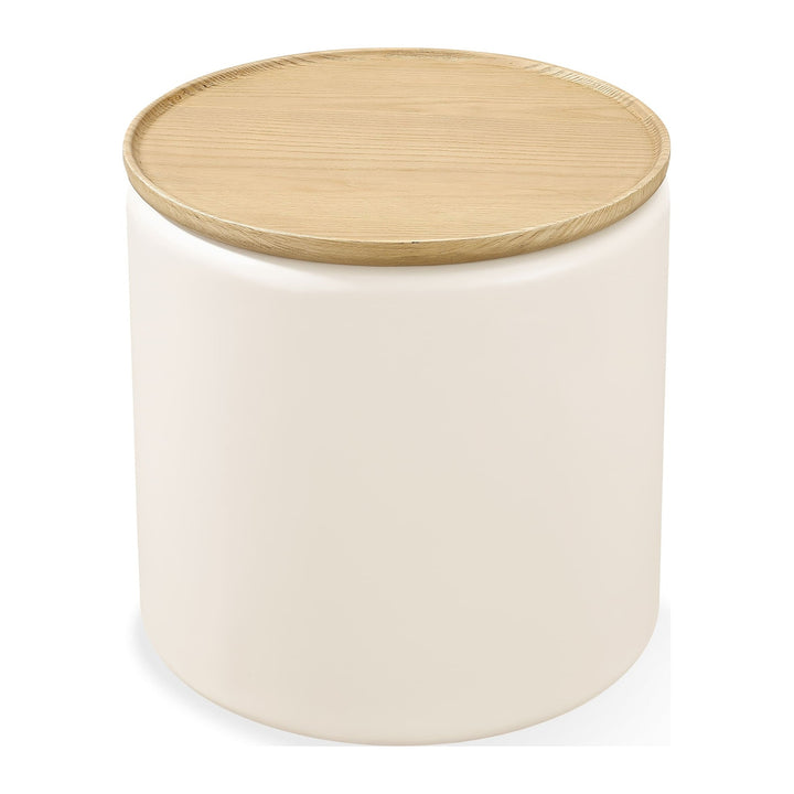Oskar Lift Top Round End Table by Modus in Barley — product view on a white background