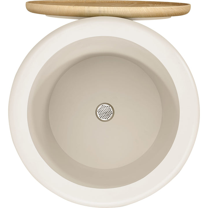 Oskar Lift Top Round End Table in Barley — product view on a white background