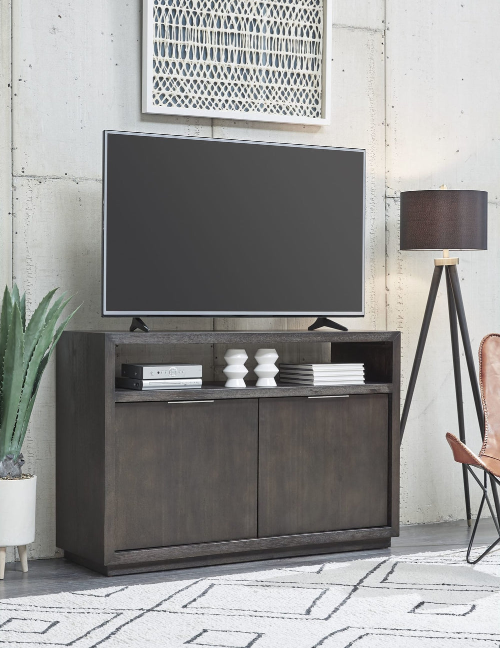Oxford 54" Media Console in Basalt Grey — lifestyle photo