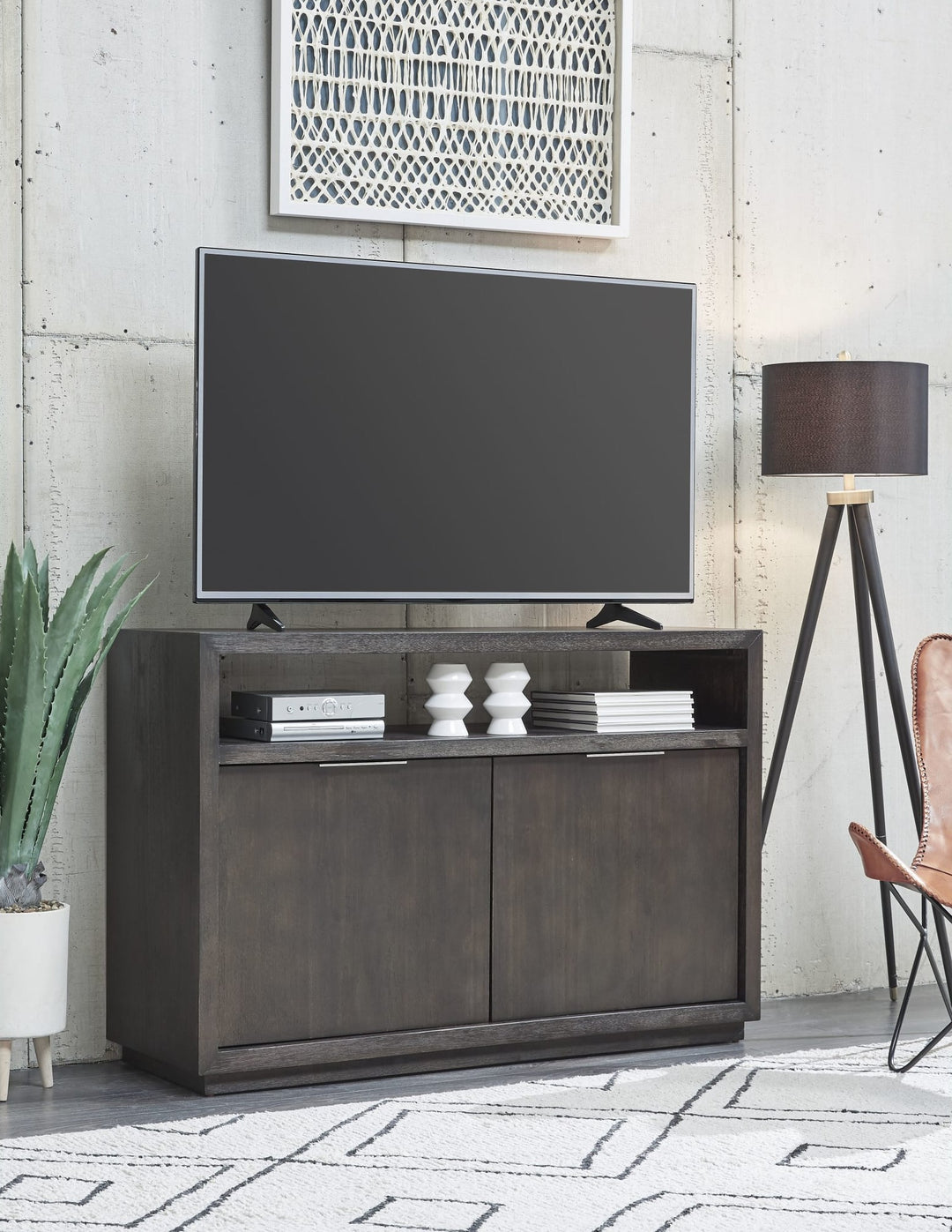 Oxford 54" Media Console in Basalt Grey — lifestyle photo