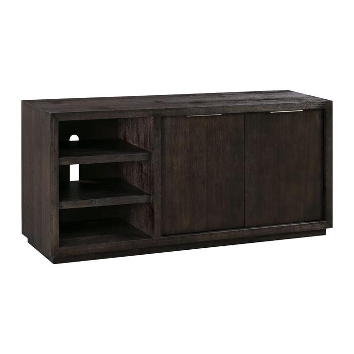 Oxford 64" Two Drawer Media Console by Modus in Basalt Grey — product view on a white background