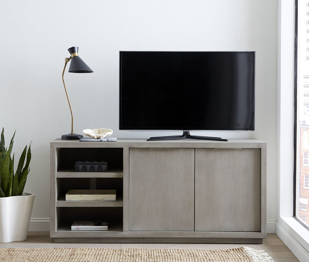 Oxford 64" Two Drawer Media Console in Mineral — lifestyle photo