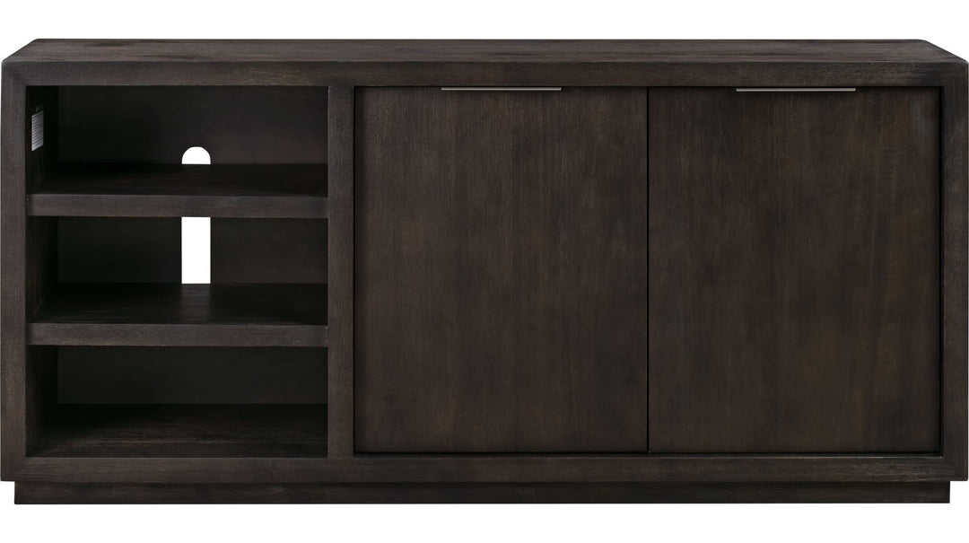 Oxford 64" Two Drawer Media Console in Basalt Grey — product view on a white background