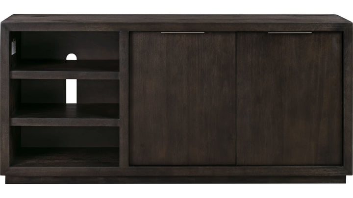 Oxford 64" Two Drawer Media Console in Basalt Grey — product view on a white background