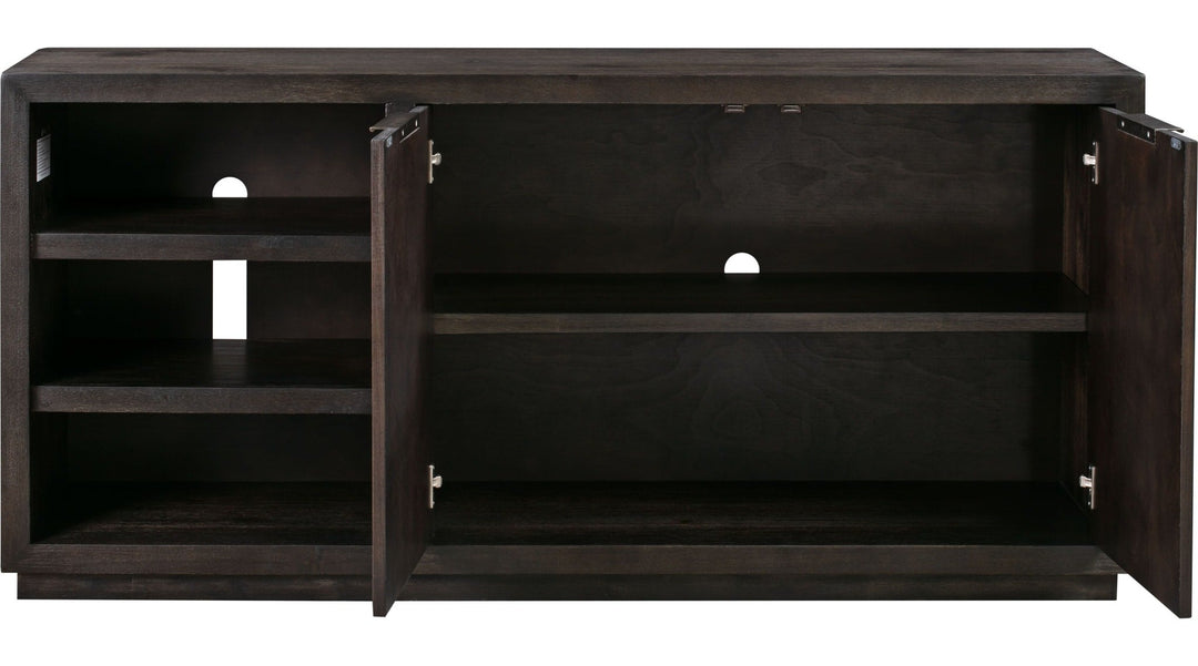 Oxford 64" Two Drawer Media Console in Basalt Grey — product view on a white background