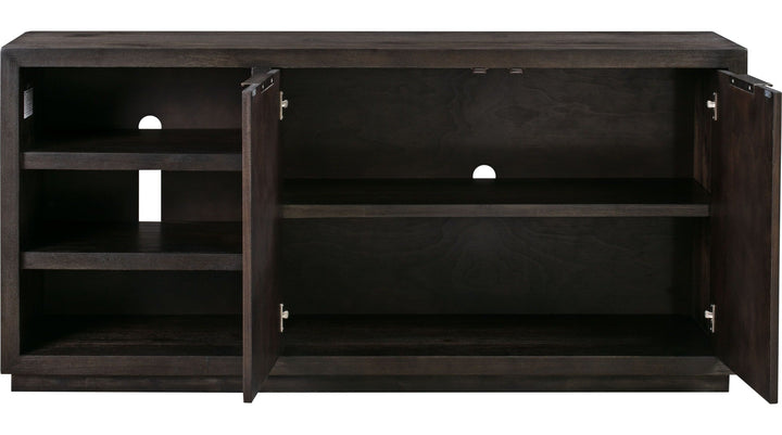 Oxford 64" Two Drawer Media Console in Basalt Grey — product view on a white background