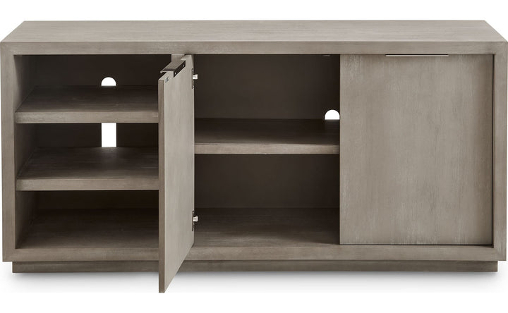 Oxford 64" Two Drawer Media Console in Mineral — product view on a white background