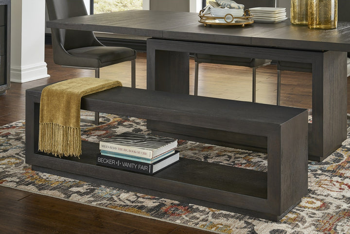Oxford Dining Bench in Basalt Grey — styled in a dining room