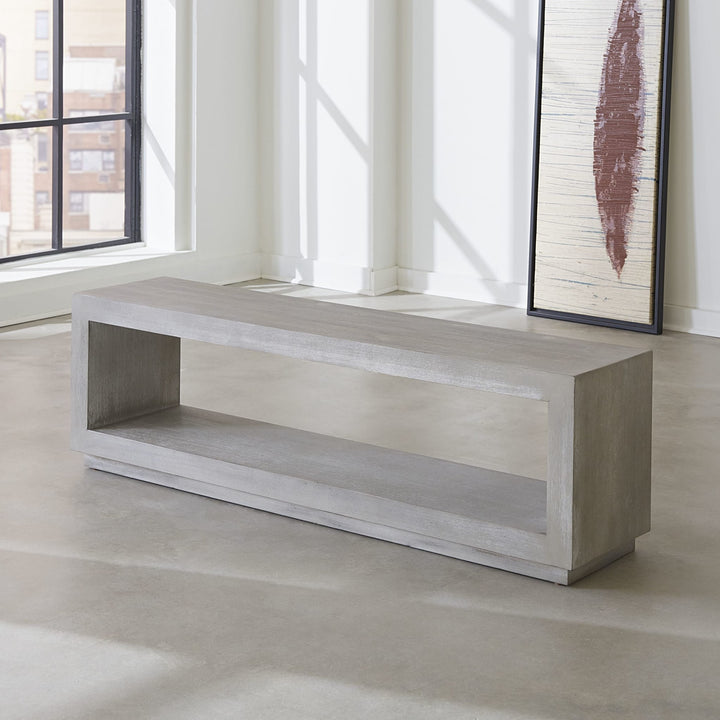 Oxford Dining Bench in Mineral — styled in a dining room