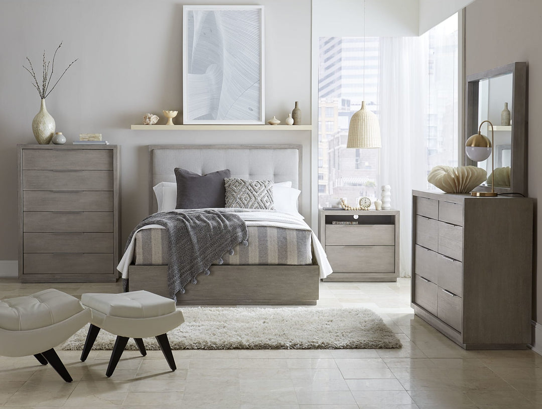 Oxford Eight Drawer Dresser in Mineral — in a bedroom setting