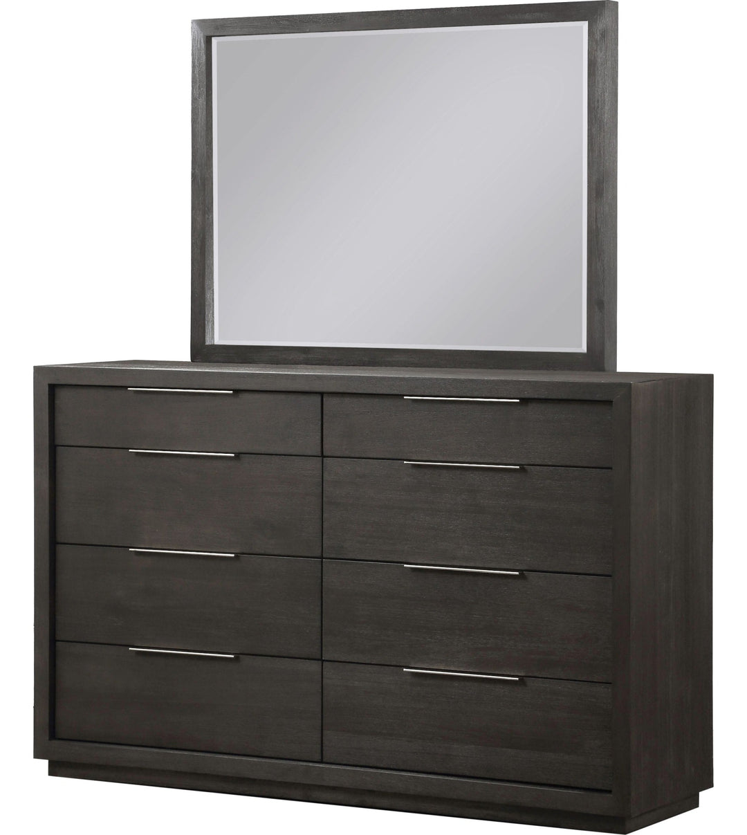 Oxford Eight Drawer Dresser in Basalt Grey — on a white background with the matching mirror (sold separately)