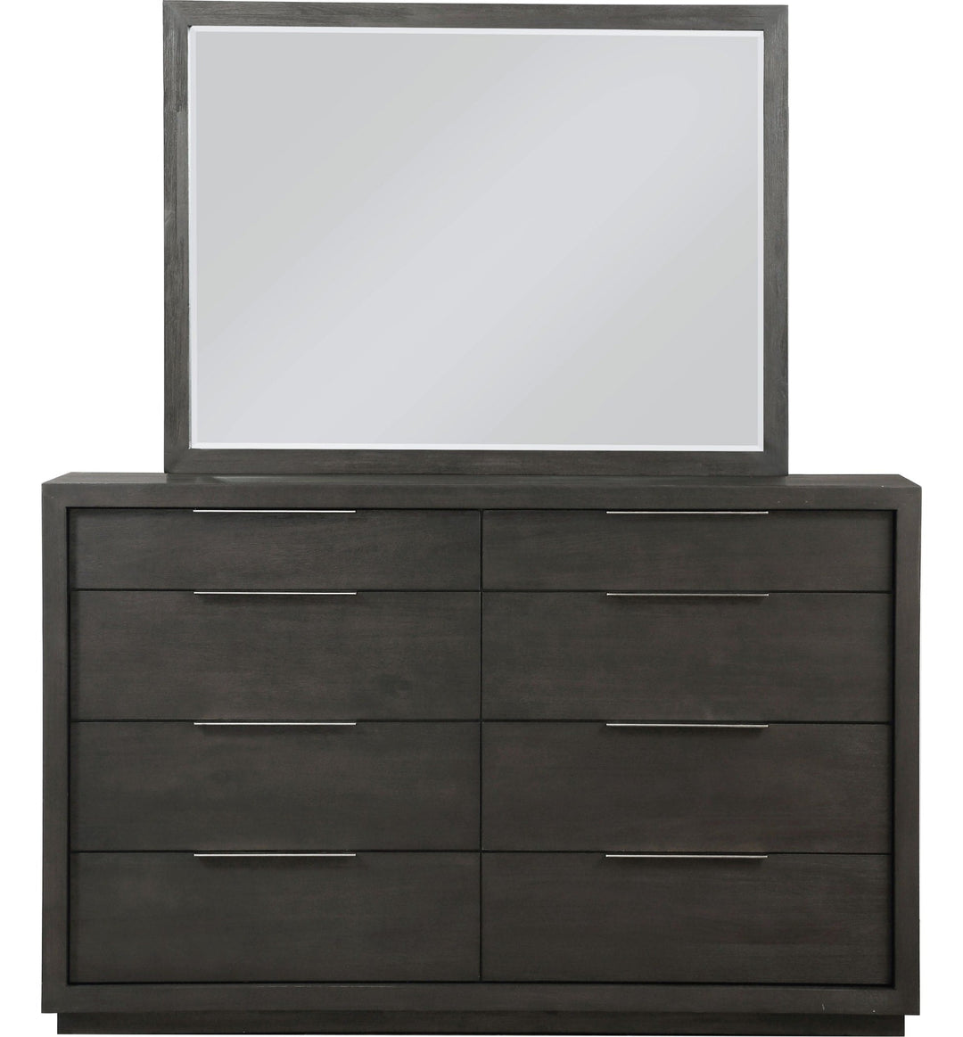 Oxford Eight Drawer Dresser in Basalt Grey — on a white background with the matching mirror (sold separately)