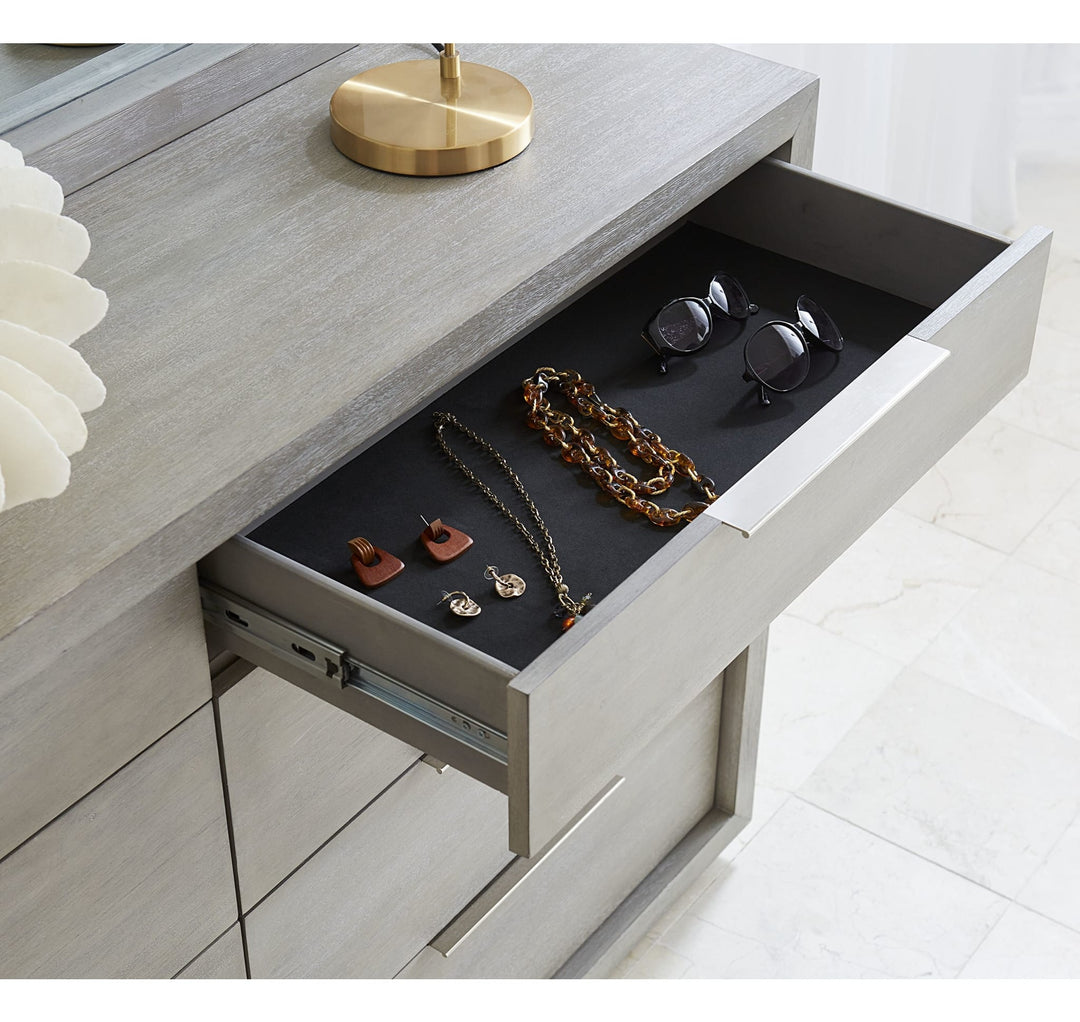 Oxford Eight Drawer Dresser in Mineral — with drawers open