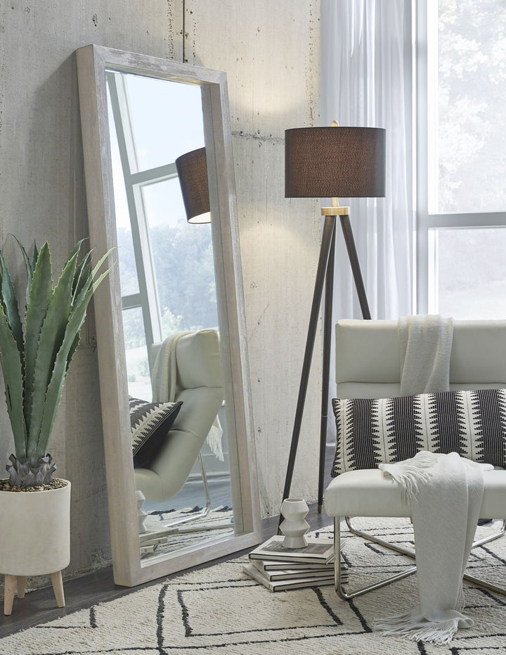 Oxford Floor Mirror in Mineral — styled in a room