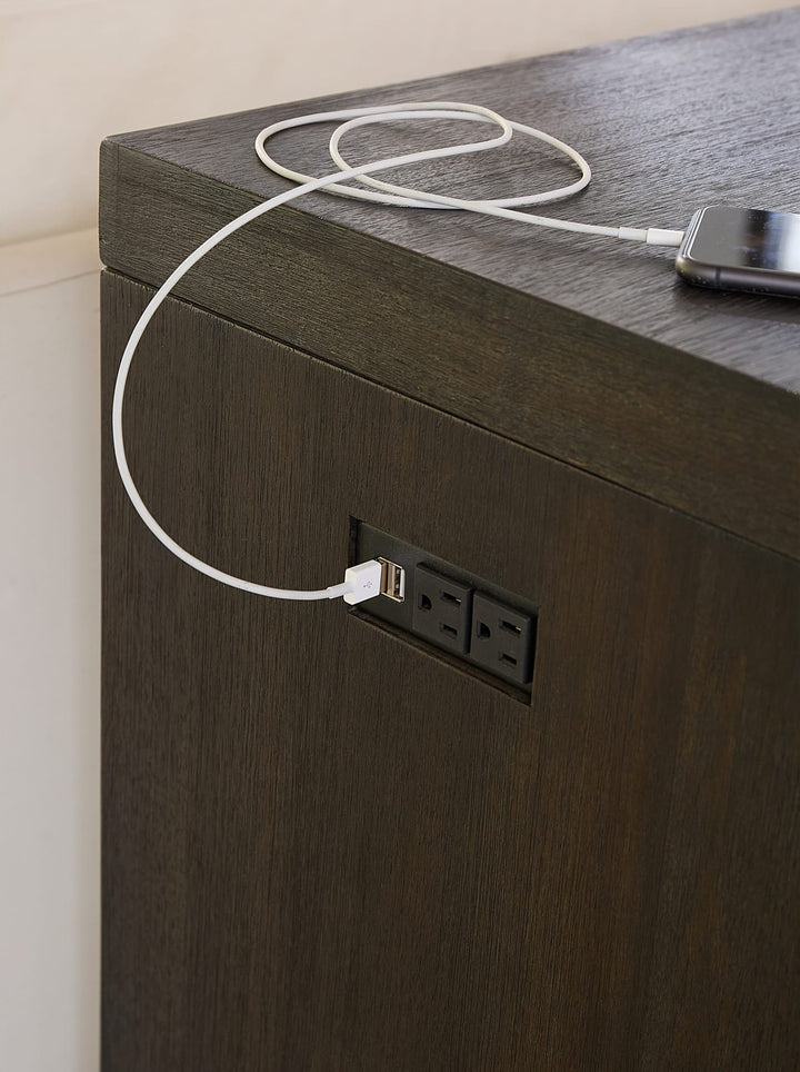 Oxford Gathering Table with USB and Power in Basalt Grey — lifestyle photo
