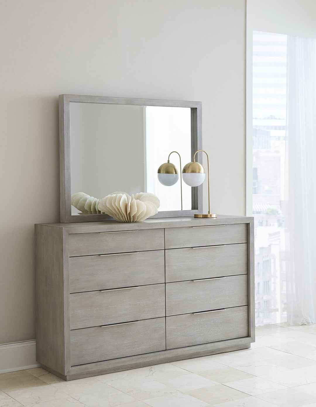 Oxford Mirror in Mineral — styled on the matching dresser (sold separately)