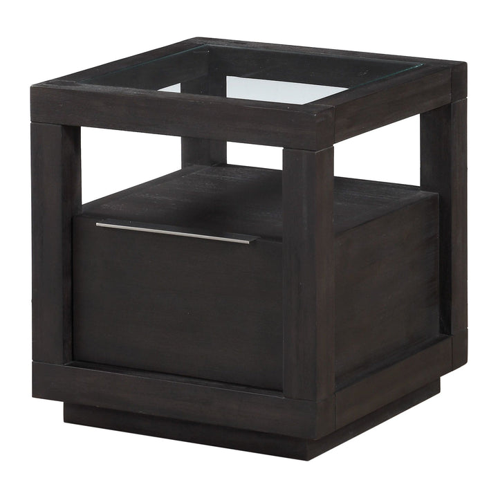 Oxford One Drawer End Table by Modus in Basalt Grey — product view on a white background