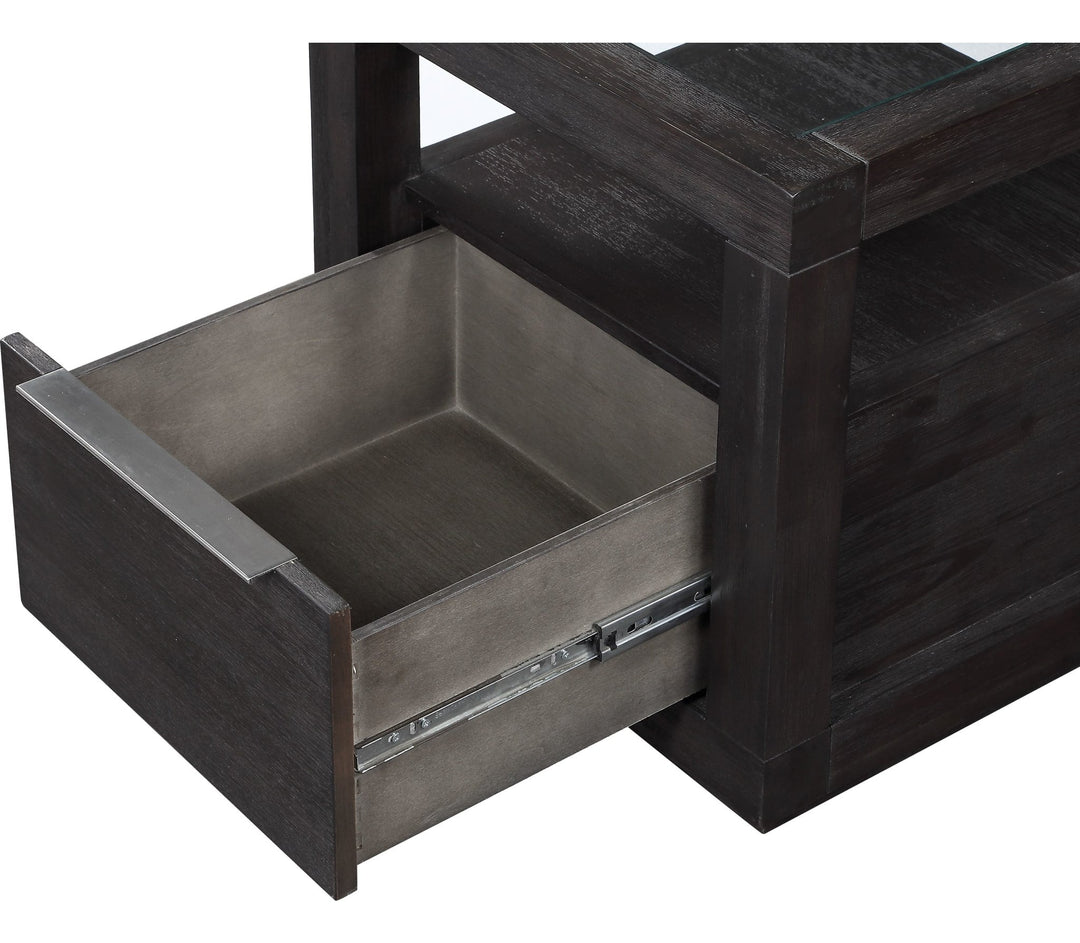 Oxford One Drawer End Table in Basalt Grey — product view on a white background
