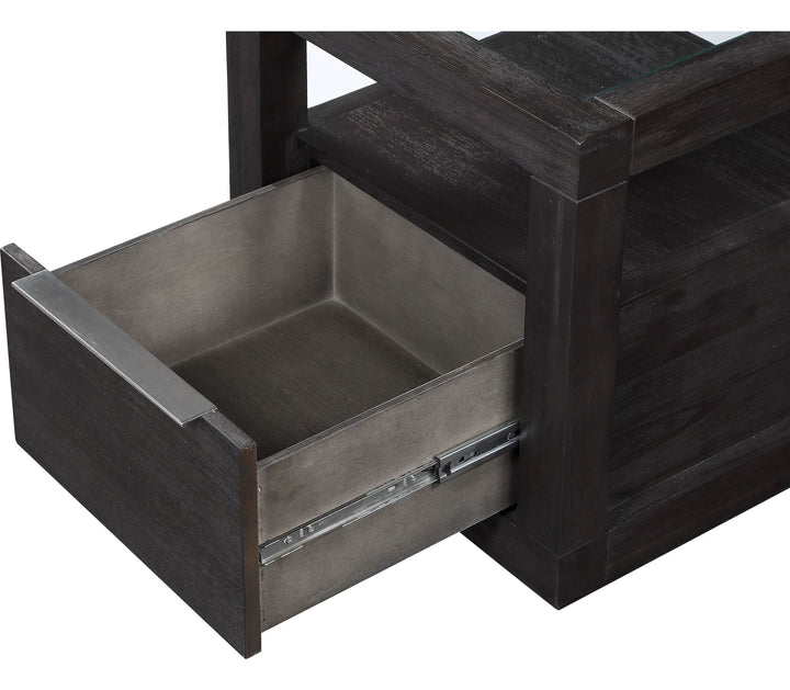 Oxford One Drawer End Table in Basalt Grey — product view on a white background