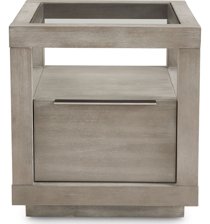 Oxford One Drawer End Table in Mineral — product view on a white background