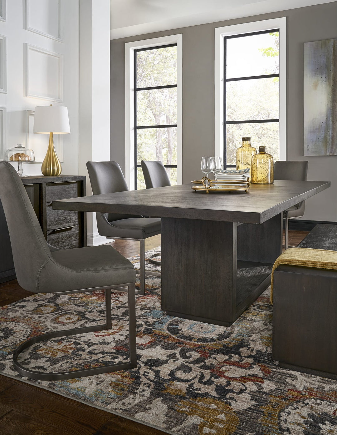 Oxford Rectangular Dining Table in Basalt Grey — styled in a dining room