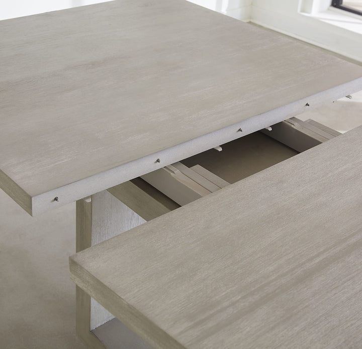 Oxford Rectangular Dining Table in Mineral — detail of the extension leaf mechanism