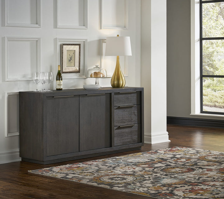 Oxford Sideboard in Basalt Grey — styled in a dining room