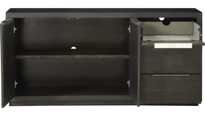 Oxford Sideboard in Basalt Grey — with doors and drawer open