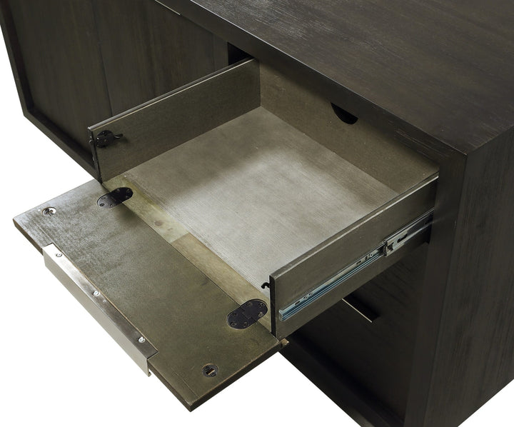 Oxford Sideboard in Basalt Grey — detail of the pull-down top drawer