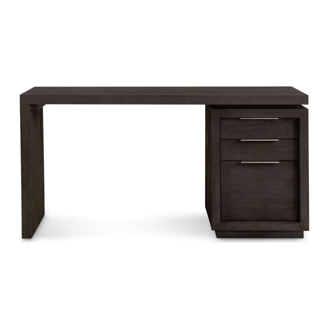Oxford Single Pedestal Desk by Modus in Basalt Grey — product view on a white background