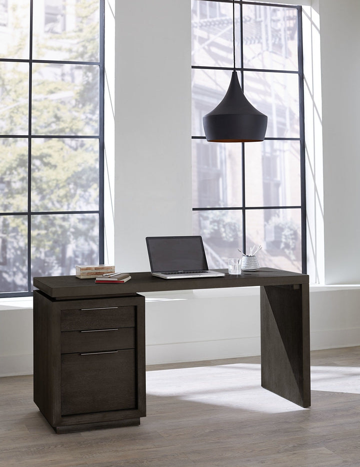 Oxford Single Pedestal Desk in Basalt Grey — lifestyle photo