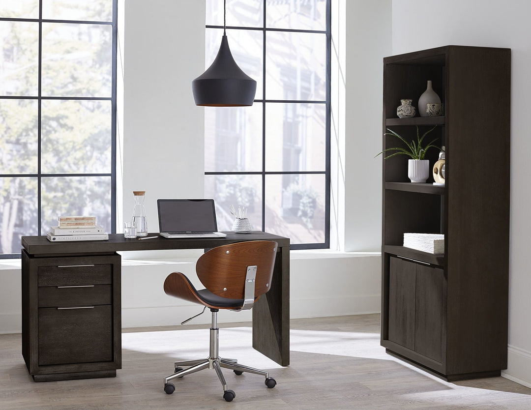 Oxford Single Pedestal Desk in Basalt Grey — lifestyle photo
