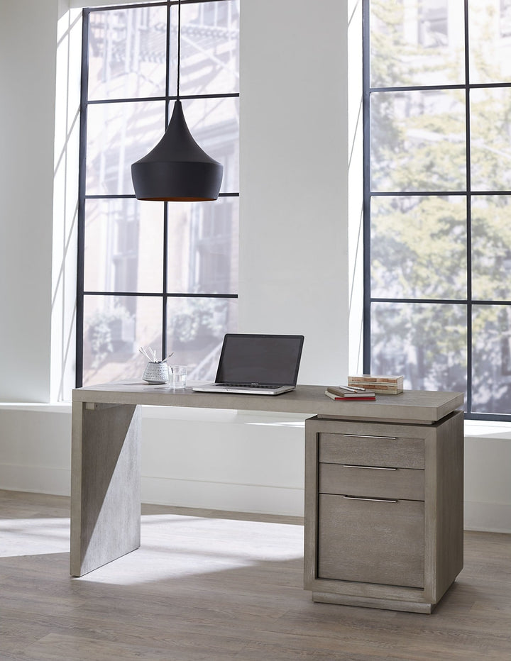 Oxford Single Pedestal Desk in Mineral — lifestyle photo