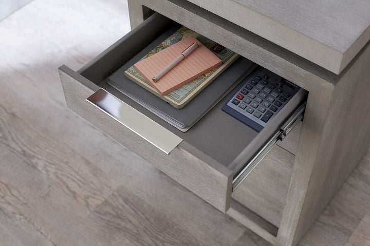 Oxford Single Pedestal Desk in Mineral — lifestyle photo