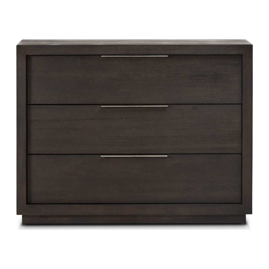 Oxford Three Drawer Nightstand by Modus in Basalt Grey — on a white background