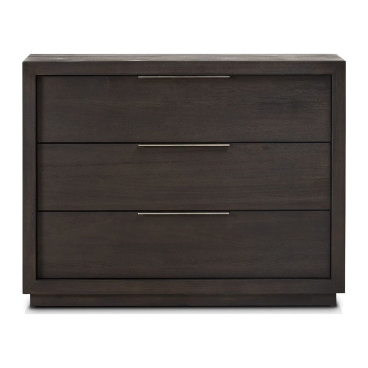Oxford Three Drawer Nightstand by Modus in Basalt Grey — on a white background