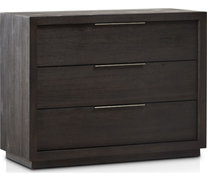 Oxford Three Drawer Nightstand in Basalt Grey — on a white background