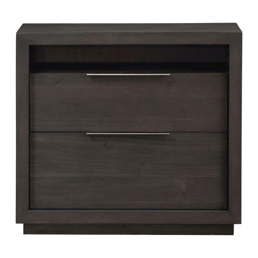 Oxford Two Drawer Nightstand by Modus in Basalt Grey — on a white background