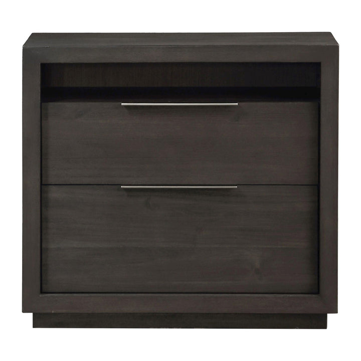 Oxford Two Drawer Nightstand by Modus in Basalt Grey — on a white background