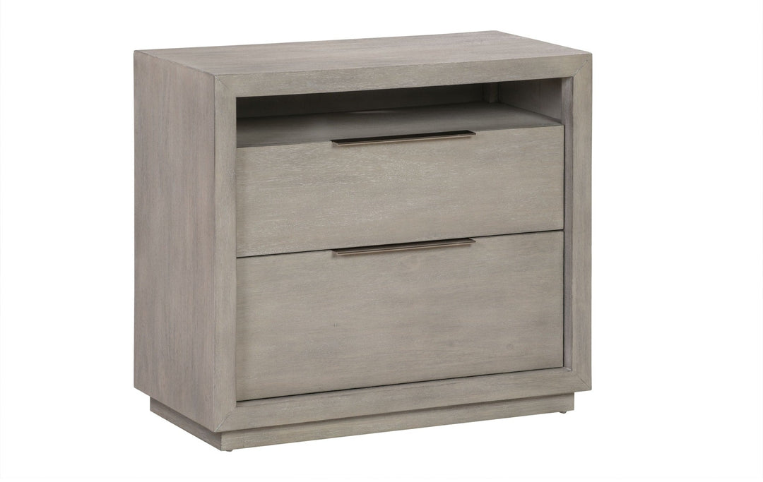 Oxford Two Drawer Nightstand in Mineral — on a white background