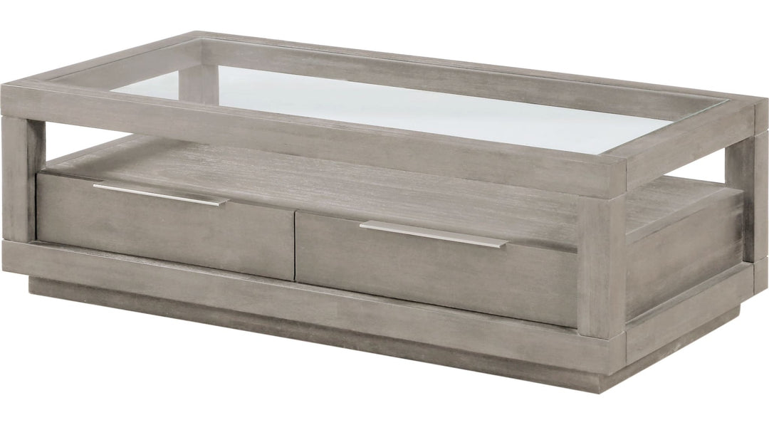 Oxford Two Drawer Rectangular Coffee Table in Mineral — product view on a white background