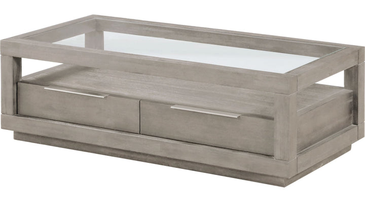 Oxford Two Drawer Rectangular Coffee Table in Mineral — product view on a white background