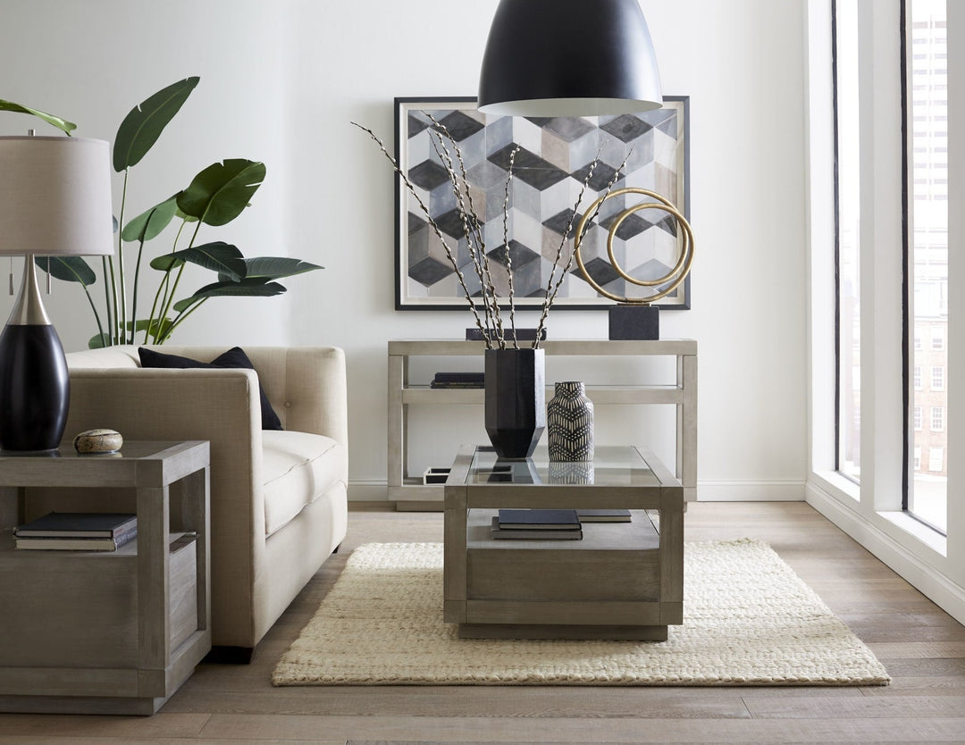 Oxford Two Drawer Rectangular Coffee Table in Mineral — lifestyle photo