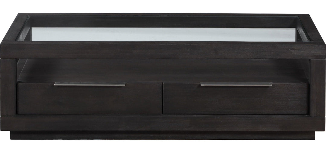 Oxford Two Drawer Rectangular Coffee Table in Basalt Grey — product view on a white background