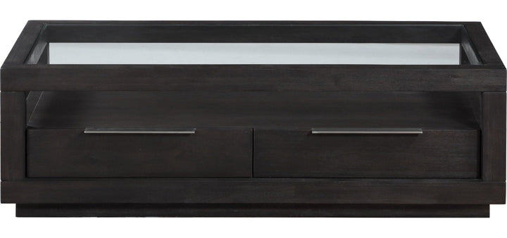 Oxford Two Drawer Rectangular Coffee Table in Basalt Grey — product view on a white background