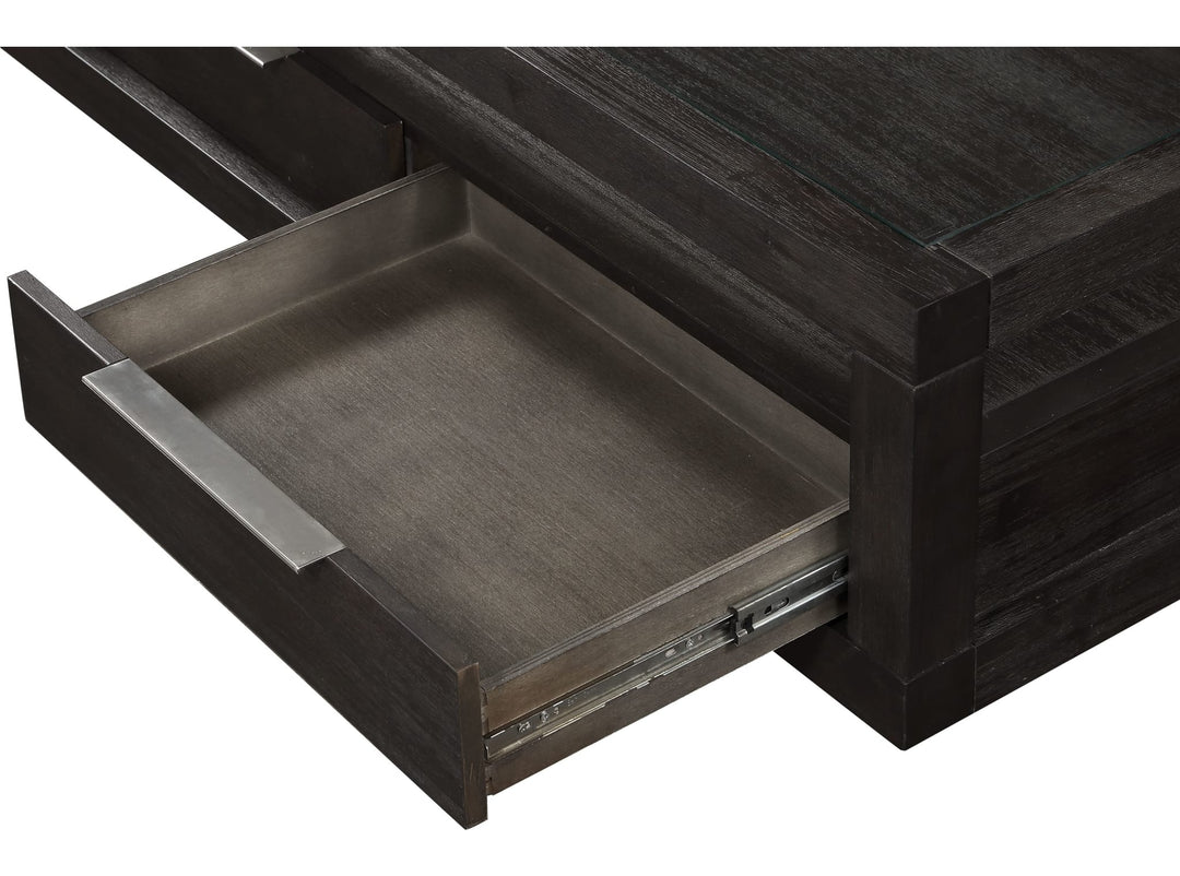 Oxford Two Drawer Rectangular Coffee Table in Basalt Grey — product view on a white background